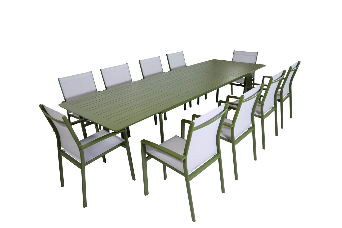 Outdoor Folding Dinning Table & Chair Set - Green (Seater 8-10)