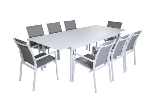 Outdoor Folding Dinning Table & Chair Set - White (Seater 6-8)
